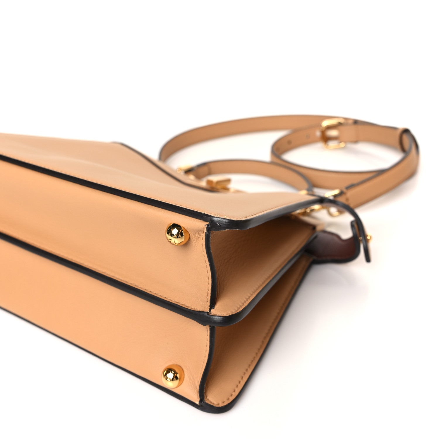 Fendi Vitello Seta Nappa Bi-Color Small Peekaboo I SEE U Satchel Miele Scuro Light Rose Ghianda 8 of 9