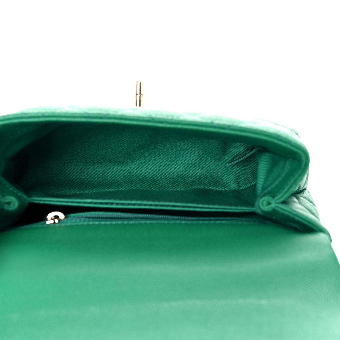 Caviar Quilted Mini Coco Handle Flap Green