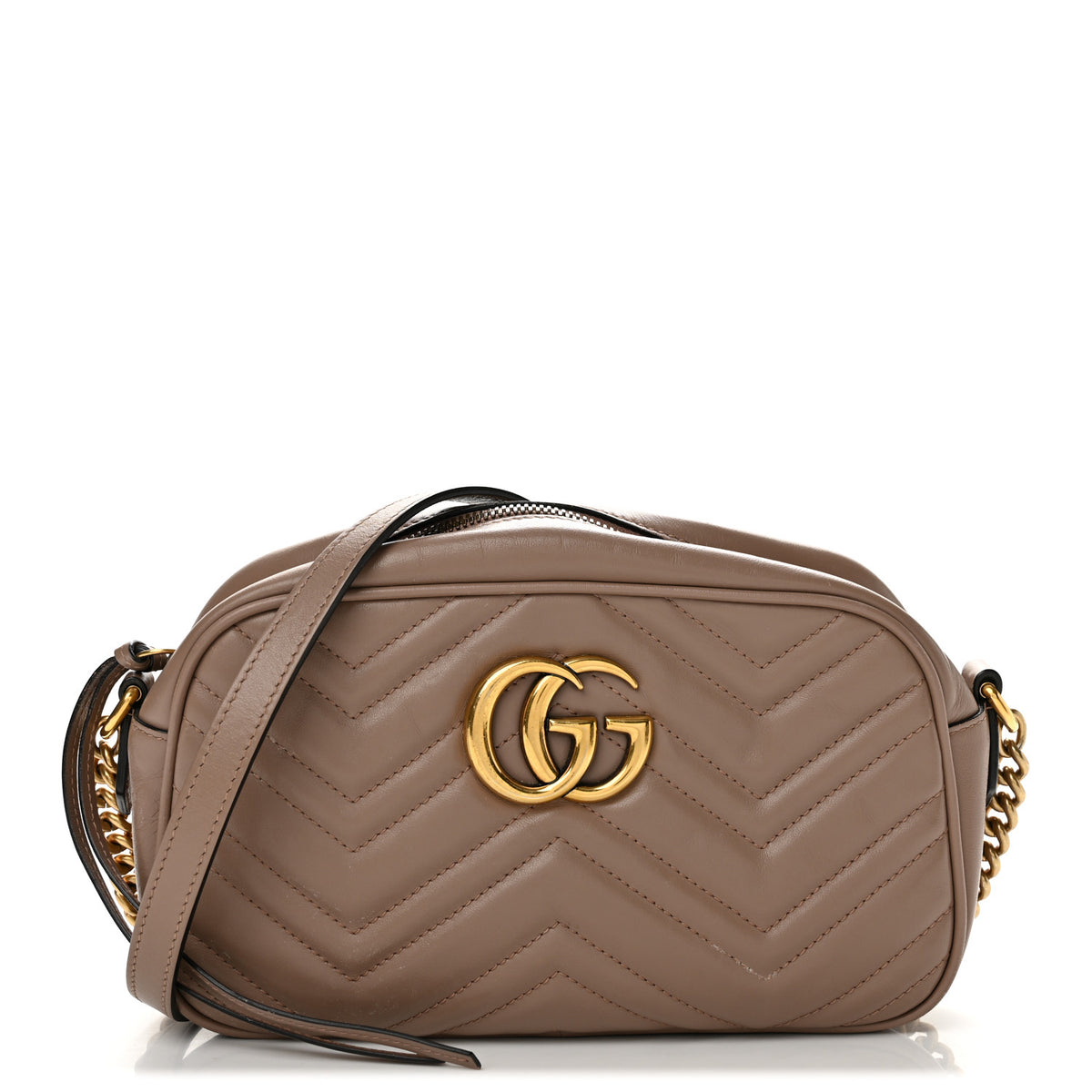 Calfskin Matelasse Small GG Marmont Chain Shoulder Bag Porcelain Rose