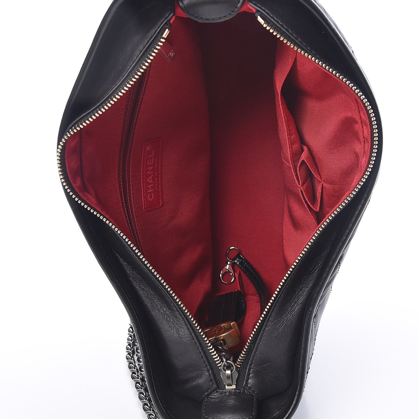 Aged Calfskin Quilted Medium Gabrielle Hobo Black