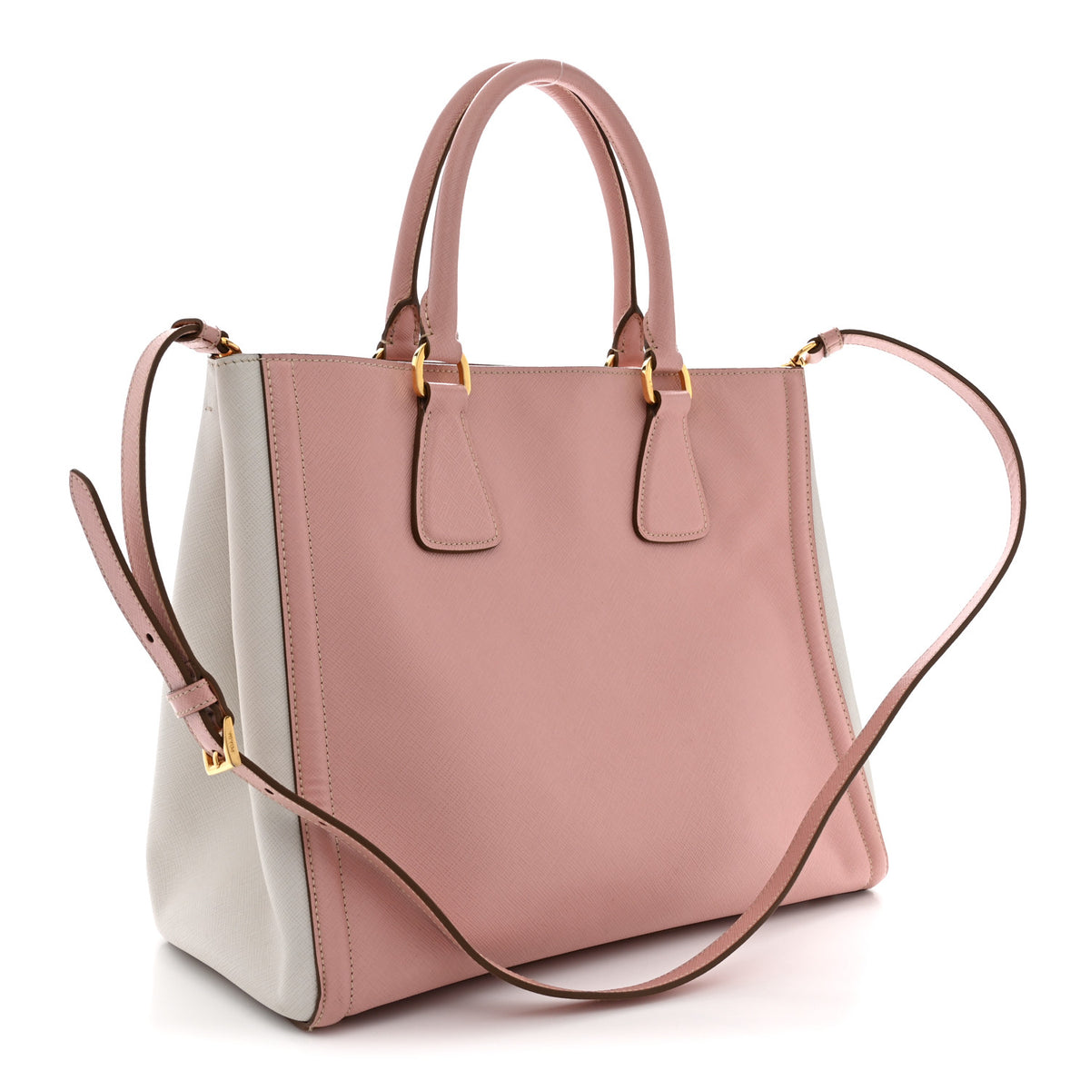 Prada Saffiano Lux Medium Bi-Color Tote Orchidea Talco 3 of 12