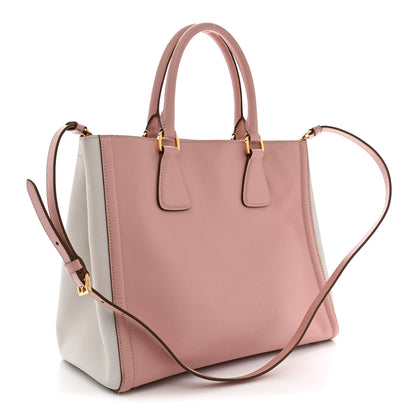 Prada Saffiano Lux Medium Bi-Color Tote Orchidea Talco 3 of 12