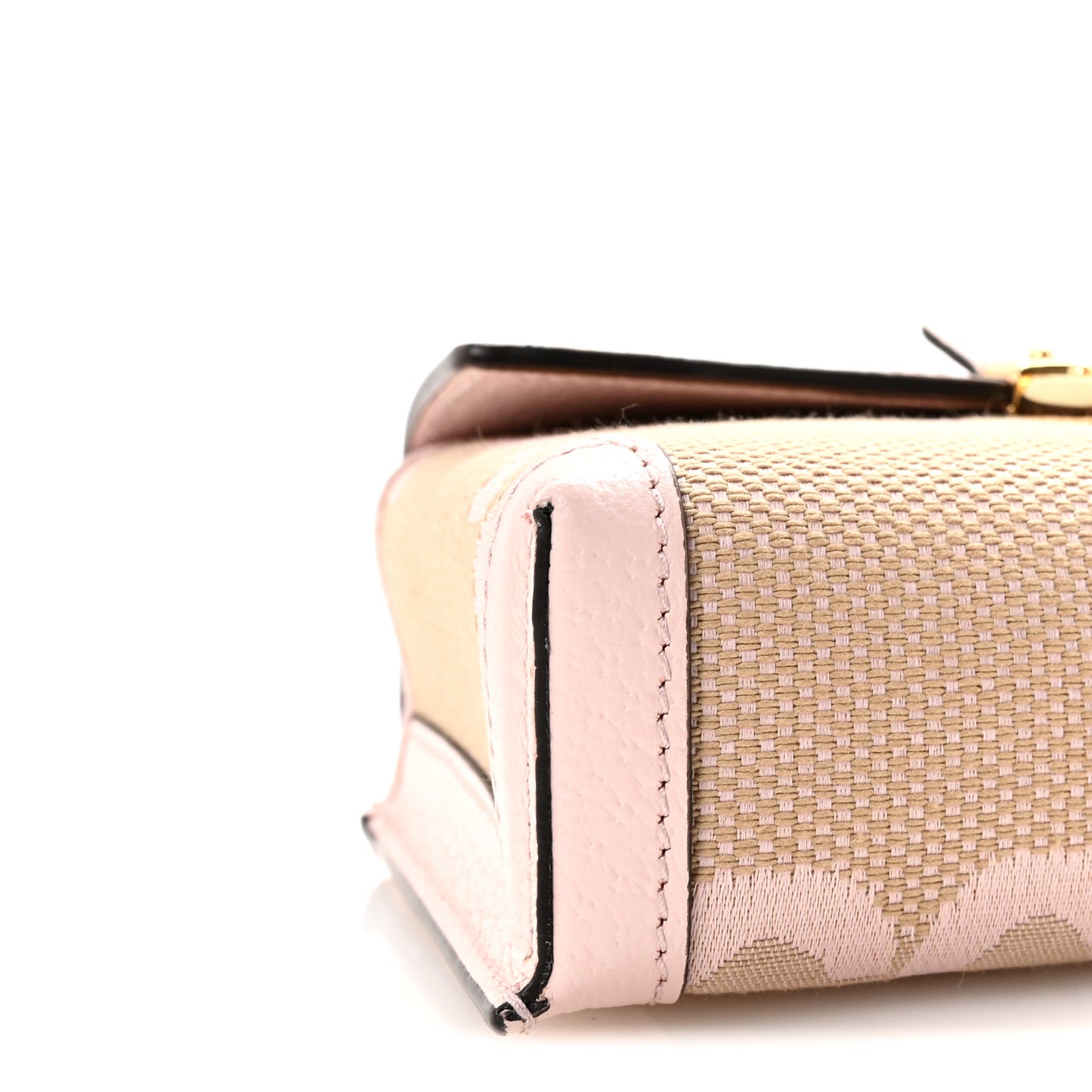 Monogram Jumbo GG Textured Dollar Calfskin Mini Padlock Top Handle Shoulder Bag Beige Perfect Pink