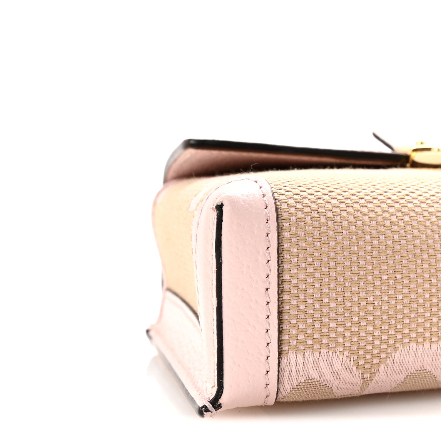 Gucci Monogram Jumbo GG Textured Dollar Calfskin Mini Padlock Top Handle Shoulder Bag Beige Perfect Pink 8 of 10
