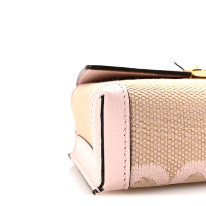 Gucci Monogram Jumbo GG Textured Dollar Calfskin Mini Padlock Top Handle Shoulder Bag Beige Perfect Pink 8 of 10