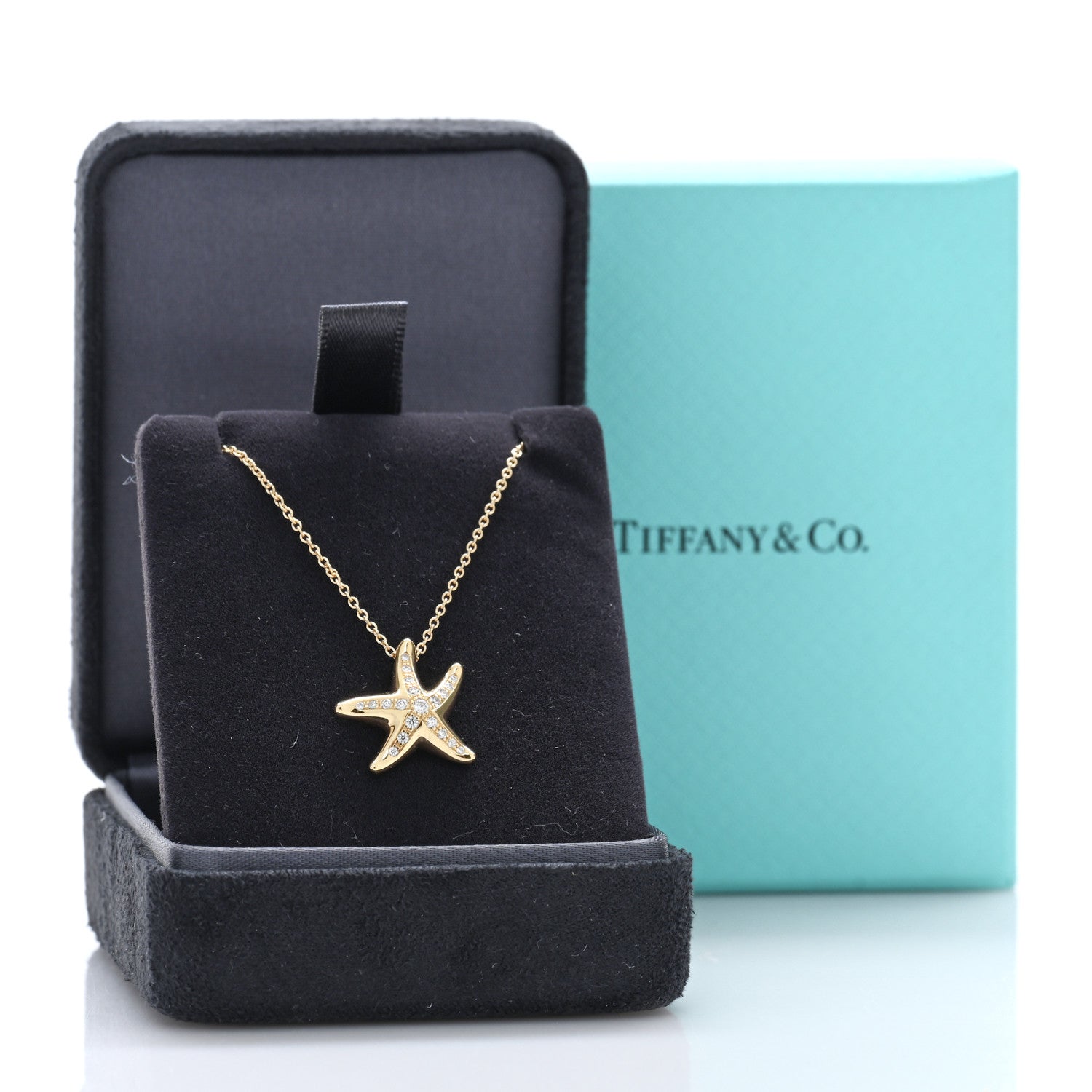 Tiffany 18K Yellow Gold Diamond 15mm Elsa Peretti Pave Starfish Pendant Necklace 5 of 5
