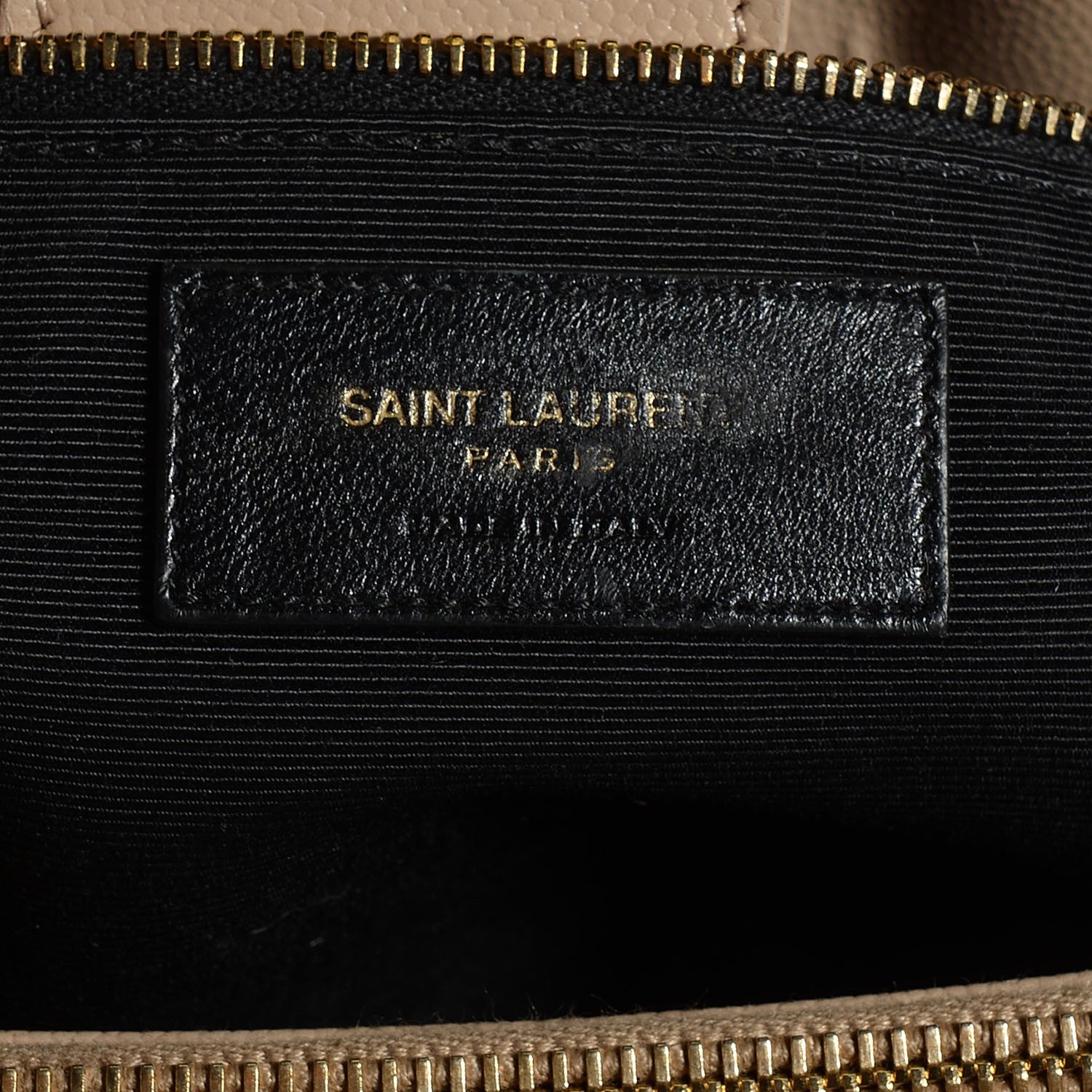 Saint Laurent Grain De Poudre Matelasse Chevron Monogram Shopping Bag Dark Beige 6 of 9