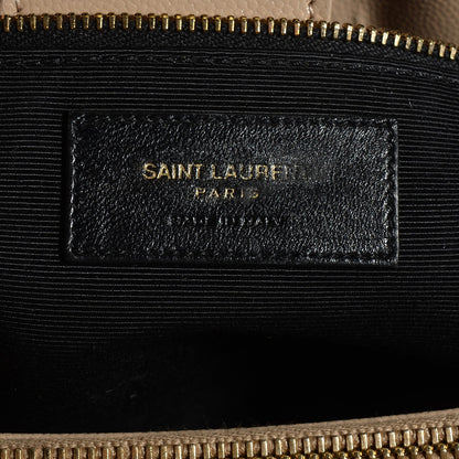 Saint Laurent Grain De Poudre Matelasse Chevron Monogram Shopping Bag Dark Beige 6 of 9
