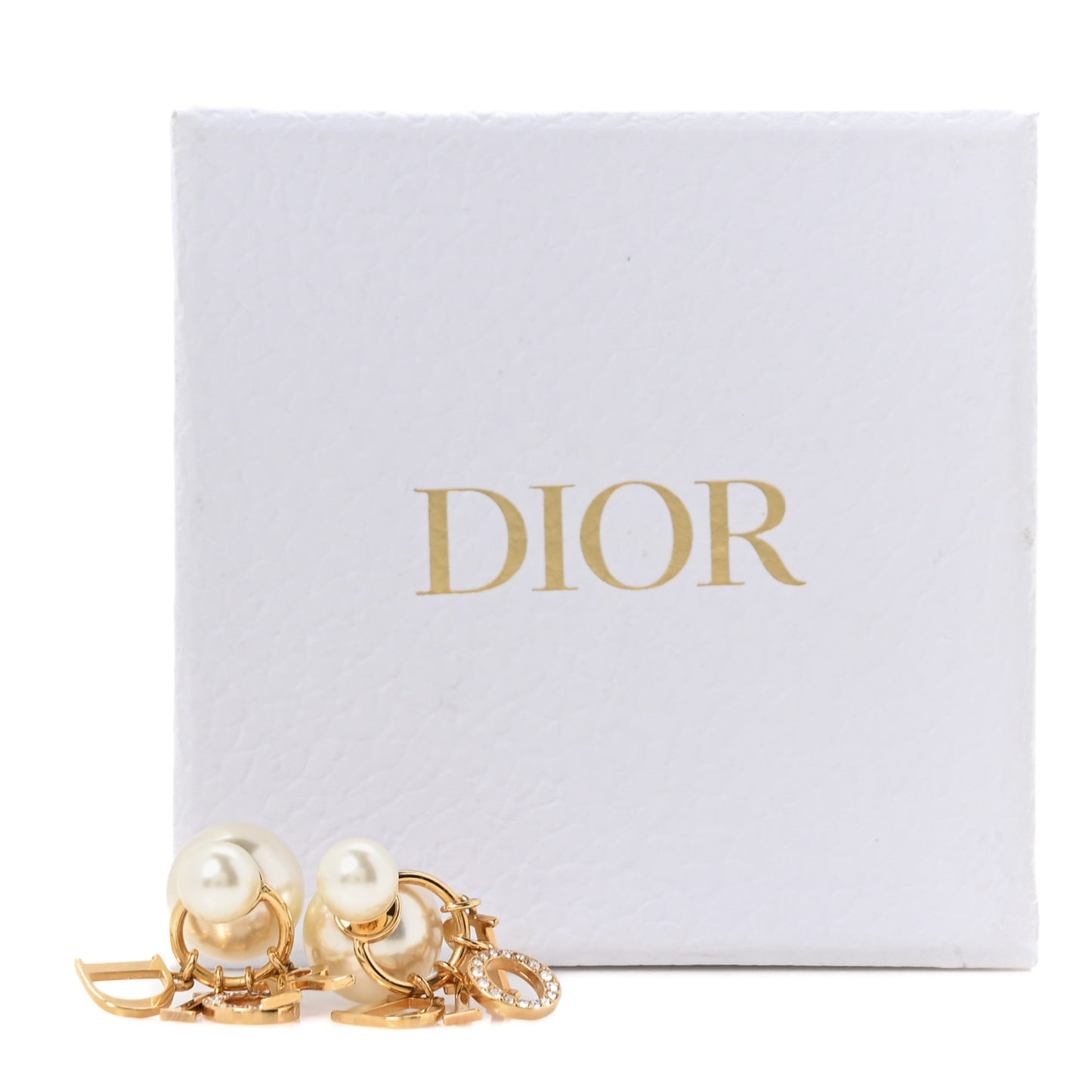 Pearl Crystal Tribal Logo Charms Earrings Gold