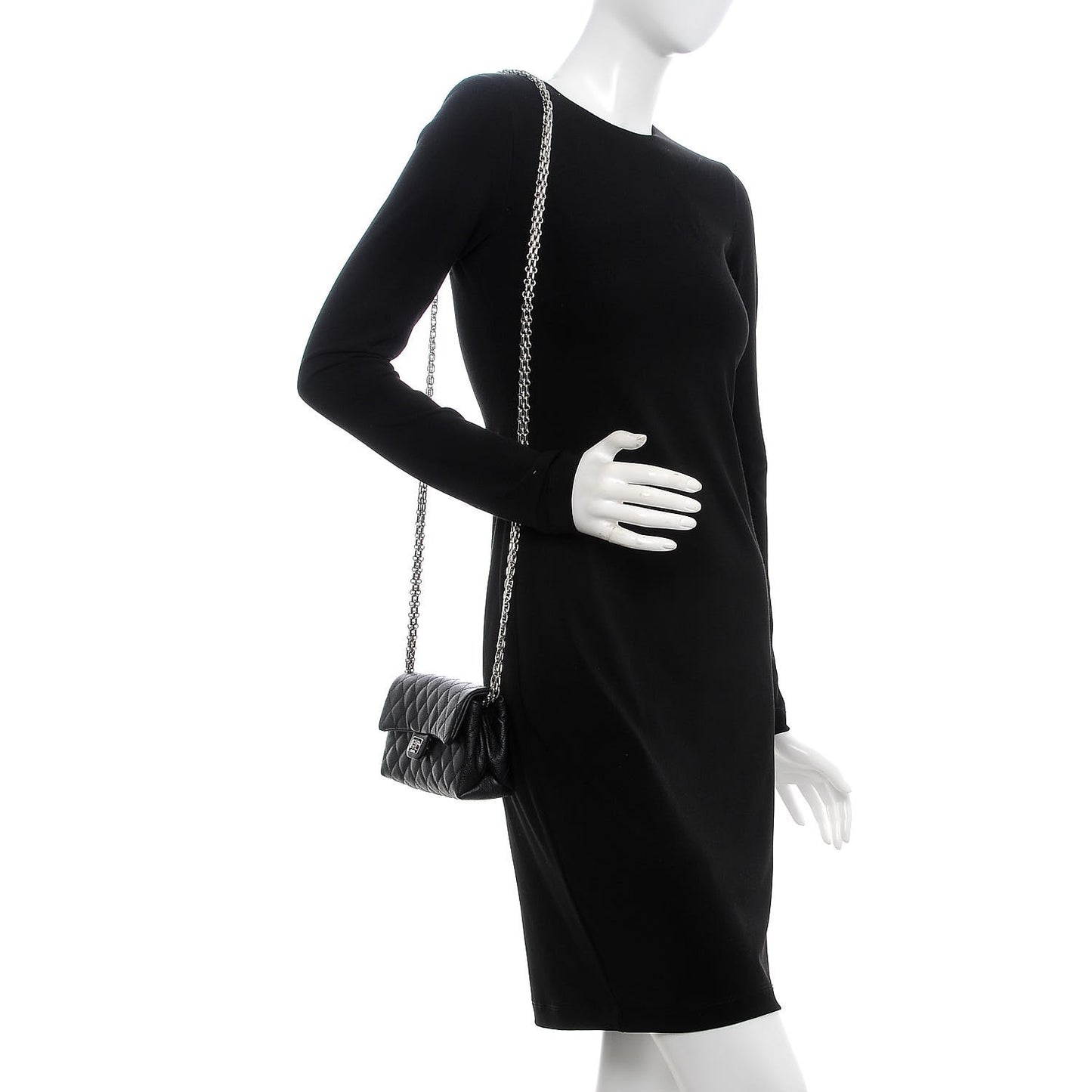 Grained Calfskin Quilted 2.55 Reissue Flap Belt Bag Clutch Black