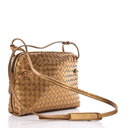 Bottega Veneta Metallic Grosgrain Intrecciato Pillow Crossbody Messenger Dark Gold 3 of 10