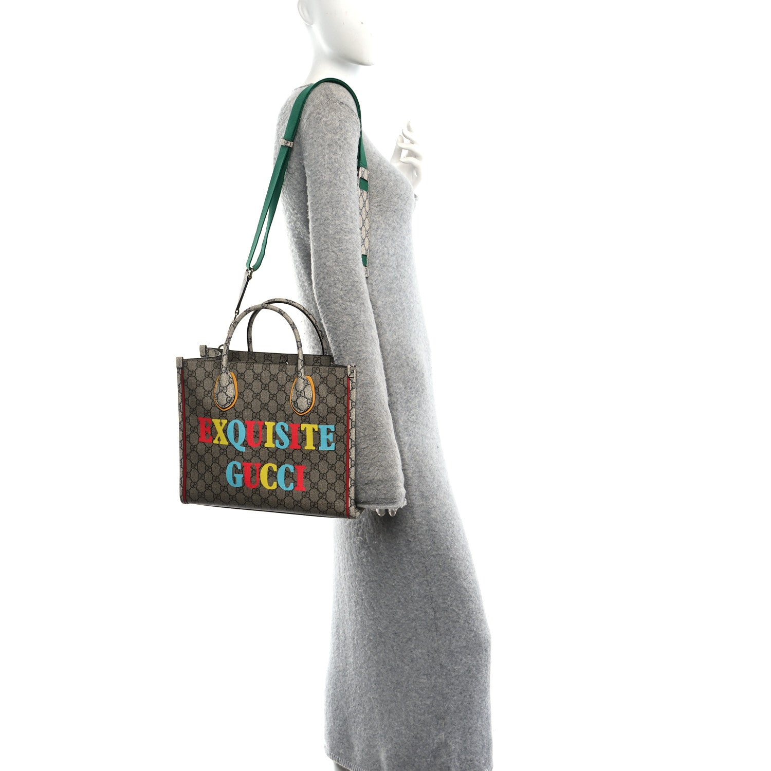 Gucci GG Supreme Monogram Exquisite Small Tote Beige Ebony Blue Crop Live Red 2 of 11