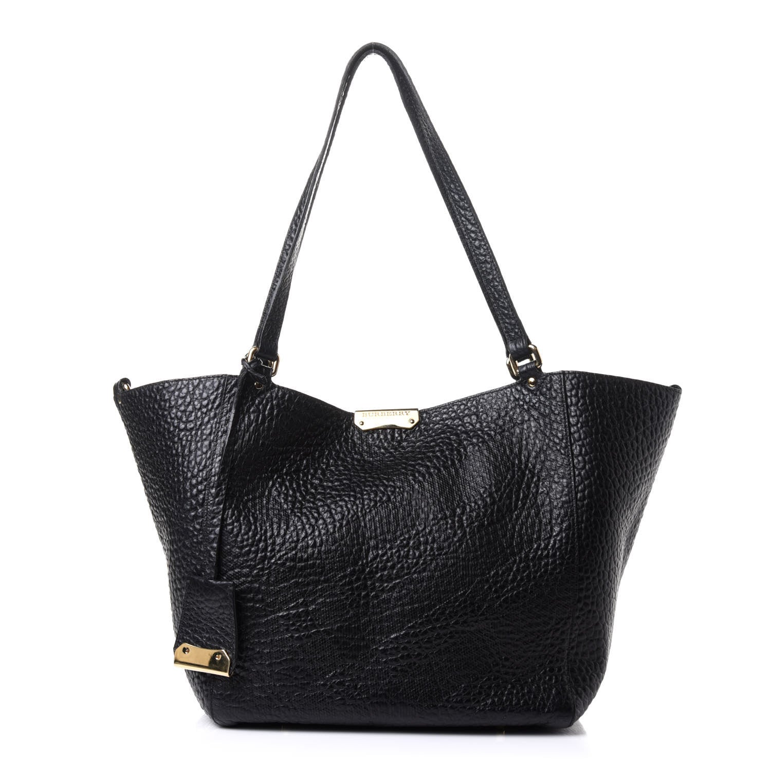 Burberry Signature Grain Calfskin Check Embossed Small Canterbury Tote Black 1 of 14