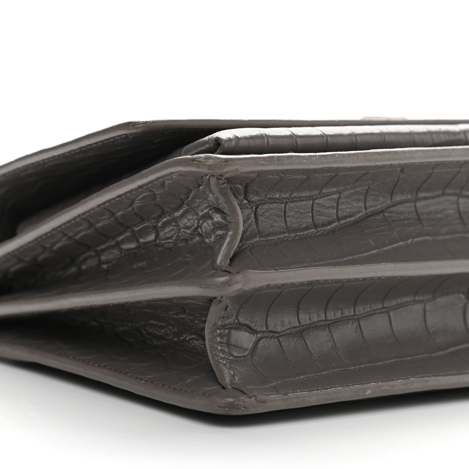 Saint Laurent Calfskin Crocodile Embossed Medium Monogram Sunset Fog 9 of 11
