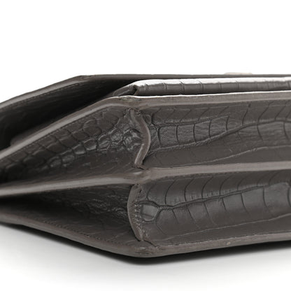 Saint Laurent Calfskin Crocodile Embossed Medium Monogram Sunset Fog 9 of 11