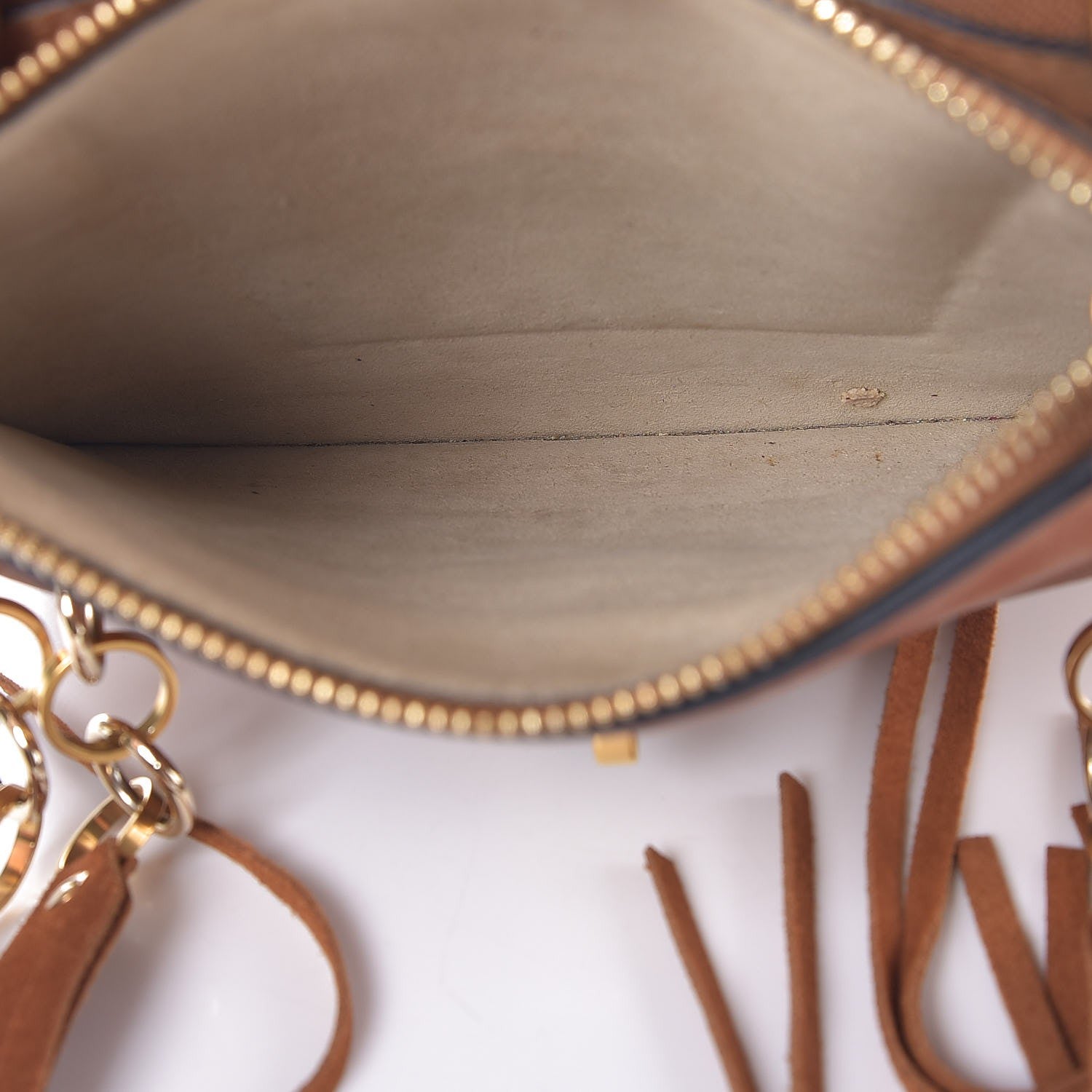 Chloe Calfskin Suede Small Jane Fringe Bag Caramel 6 of 8