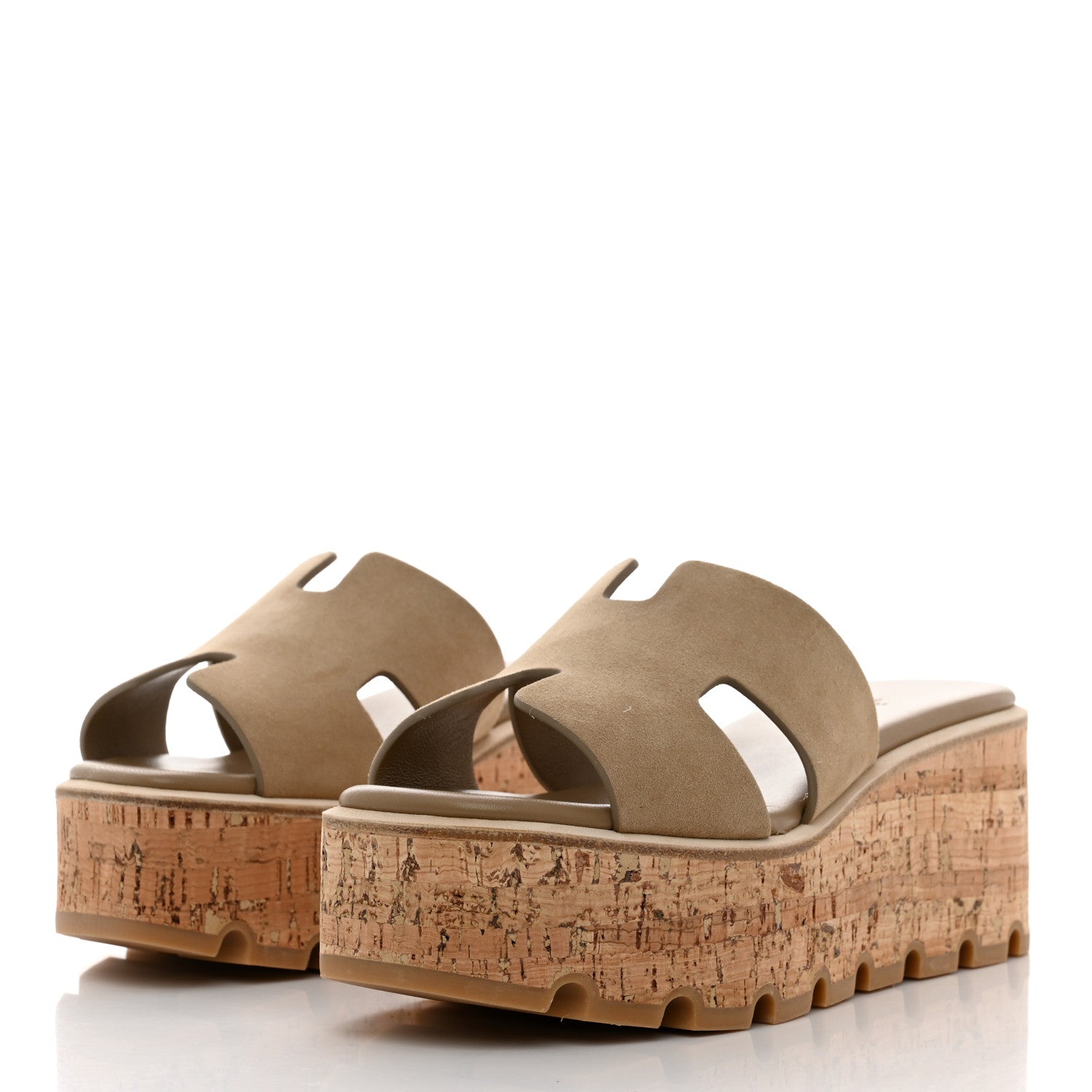 Hermes Suede Goatskin Cork Eze 30 Sandals 36 Beige Argile 3 of 9