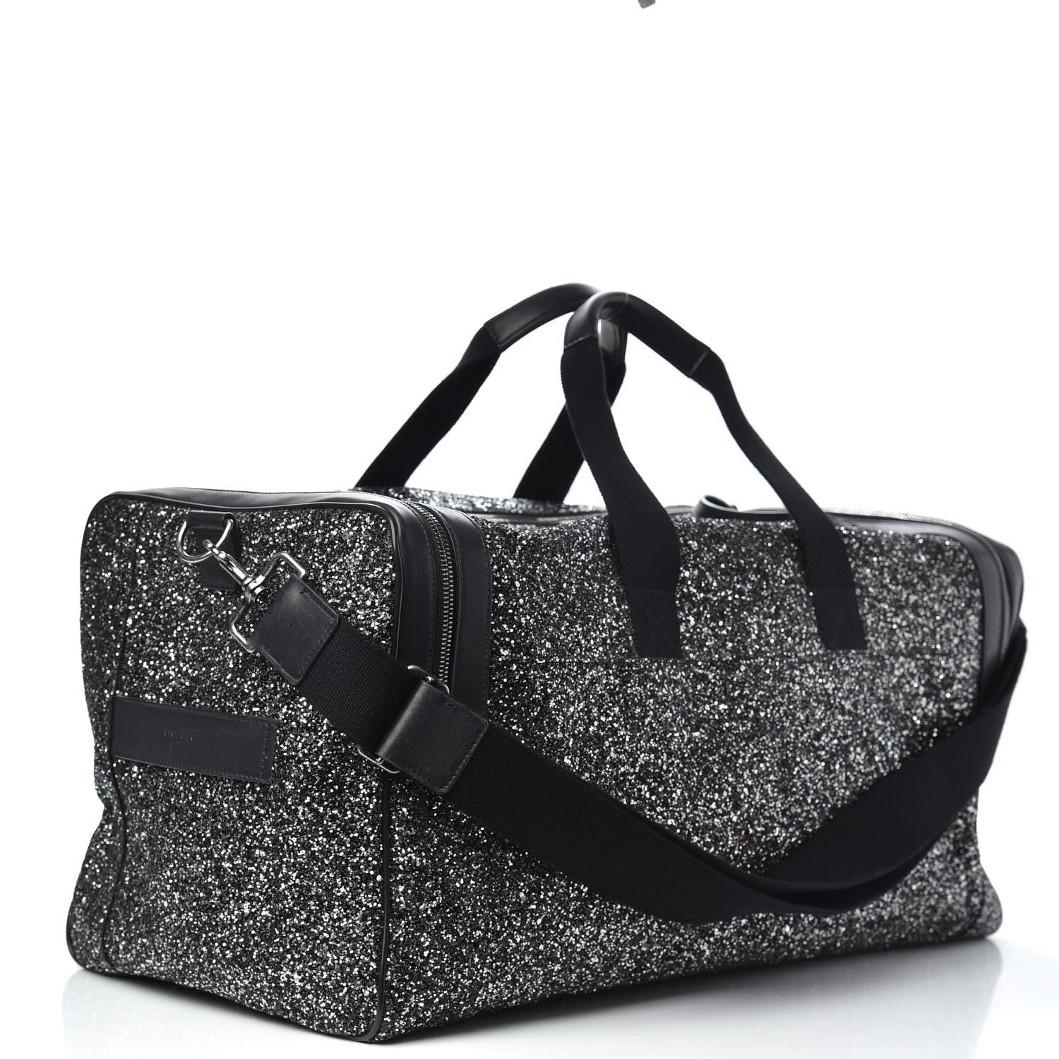 Saint Laurent Glitter Canvas City Gym Duffle Bag Black 2 of 10