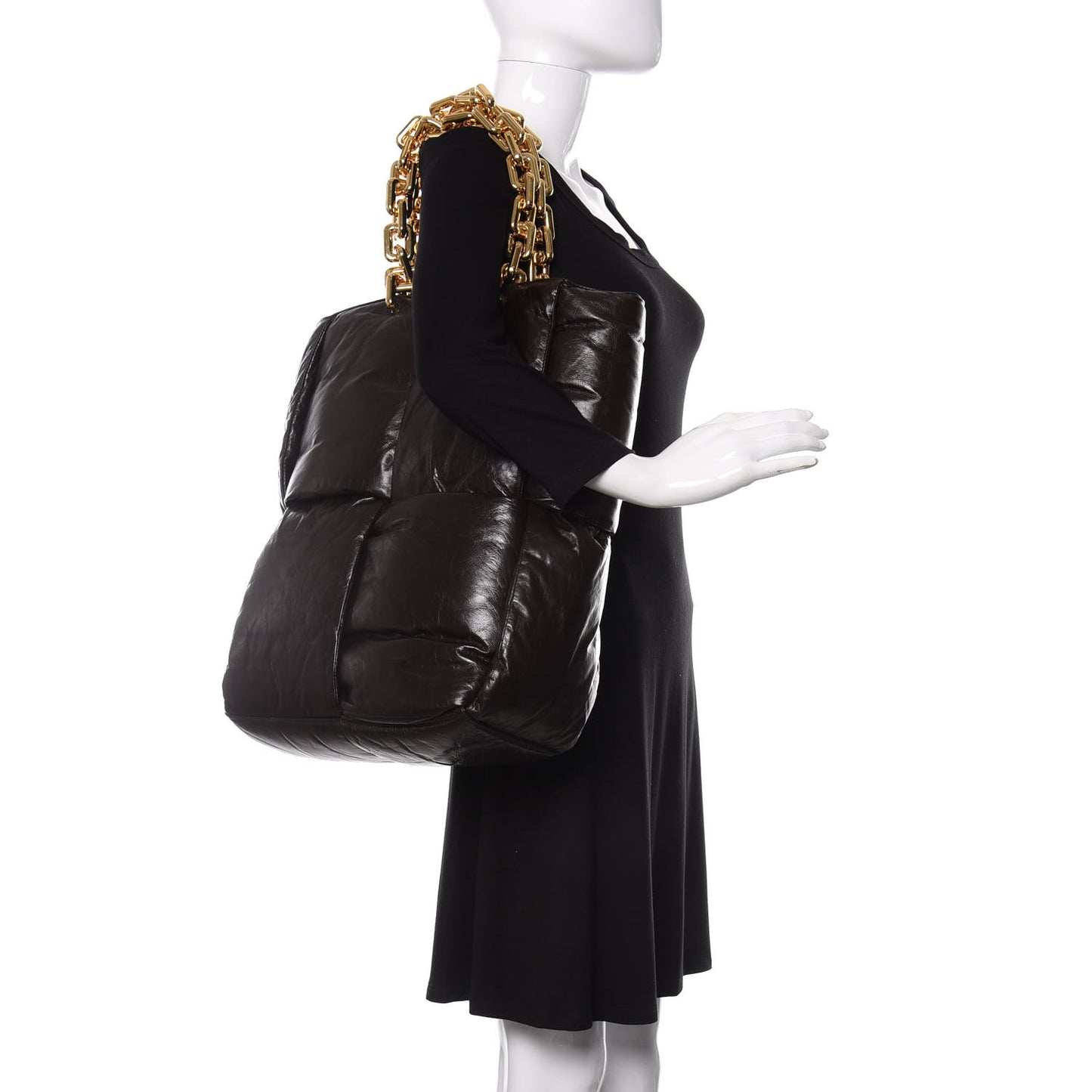 Calfskin Maxi Intrecciato Puffy Chain Tote Bag Fondente