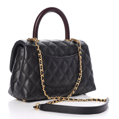 Chanel Caviar Lizard Embossed Quilted Mini Coco Handle Flap Black 4 of 11