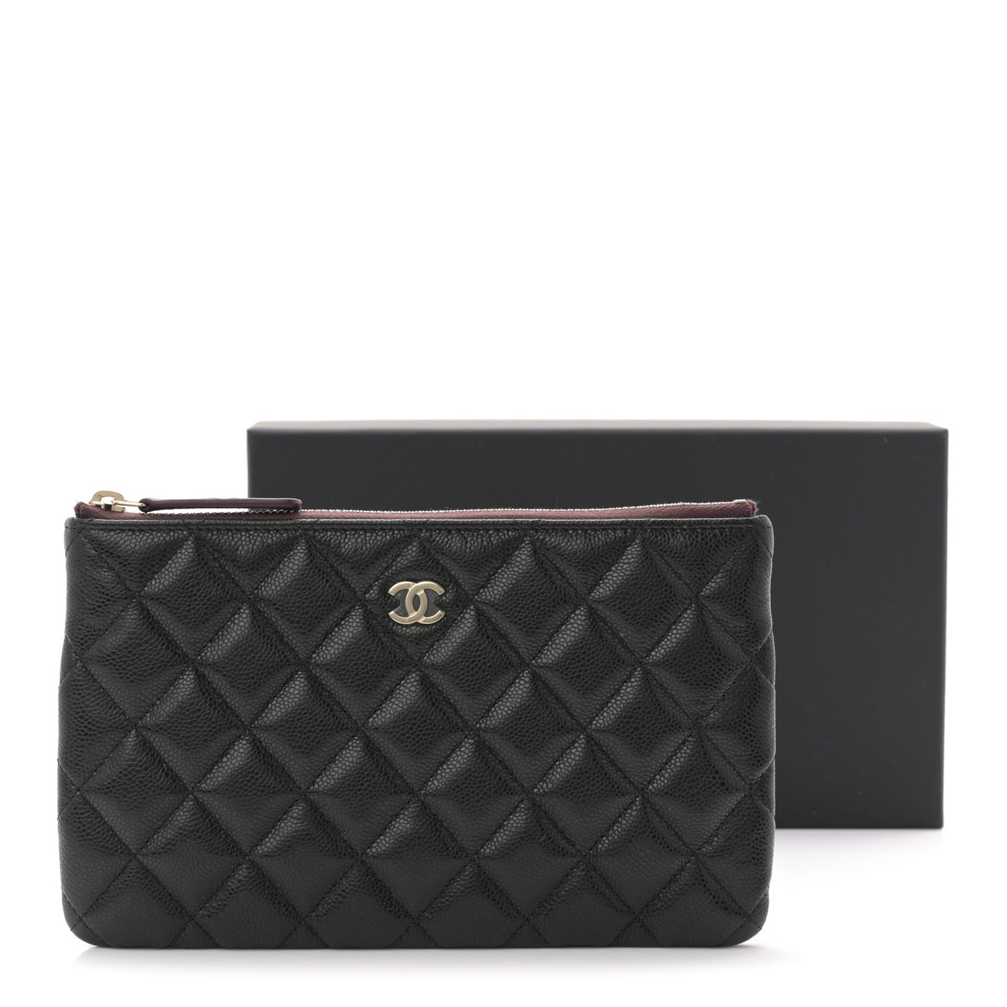 Caviar Quilted Small Zipped Pouch Black