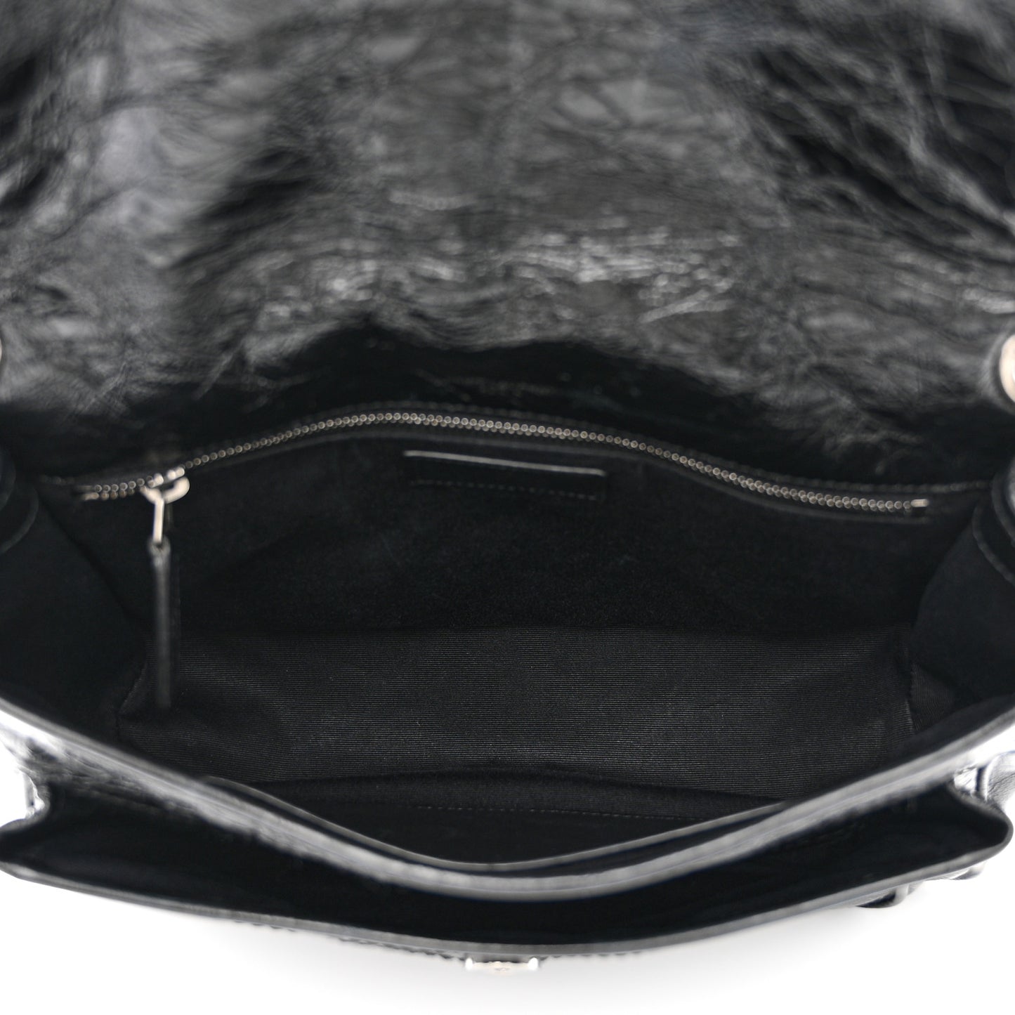 Crinkled Calfskin Matelasse Monogram Medium Niki Chain Satchel Black