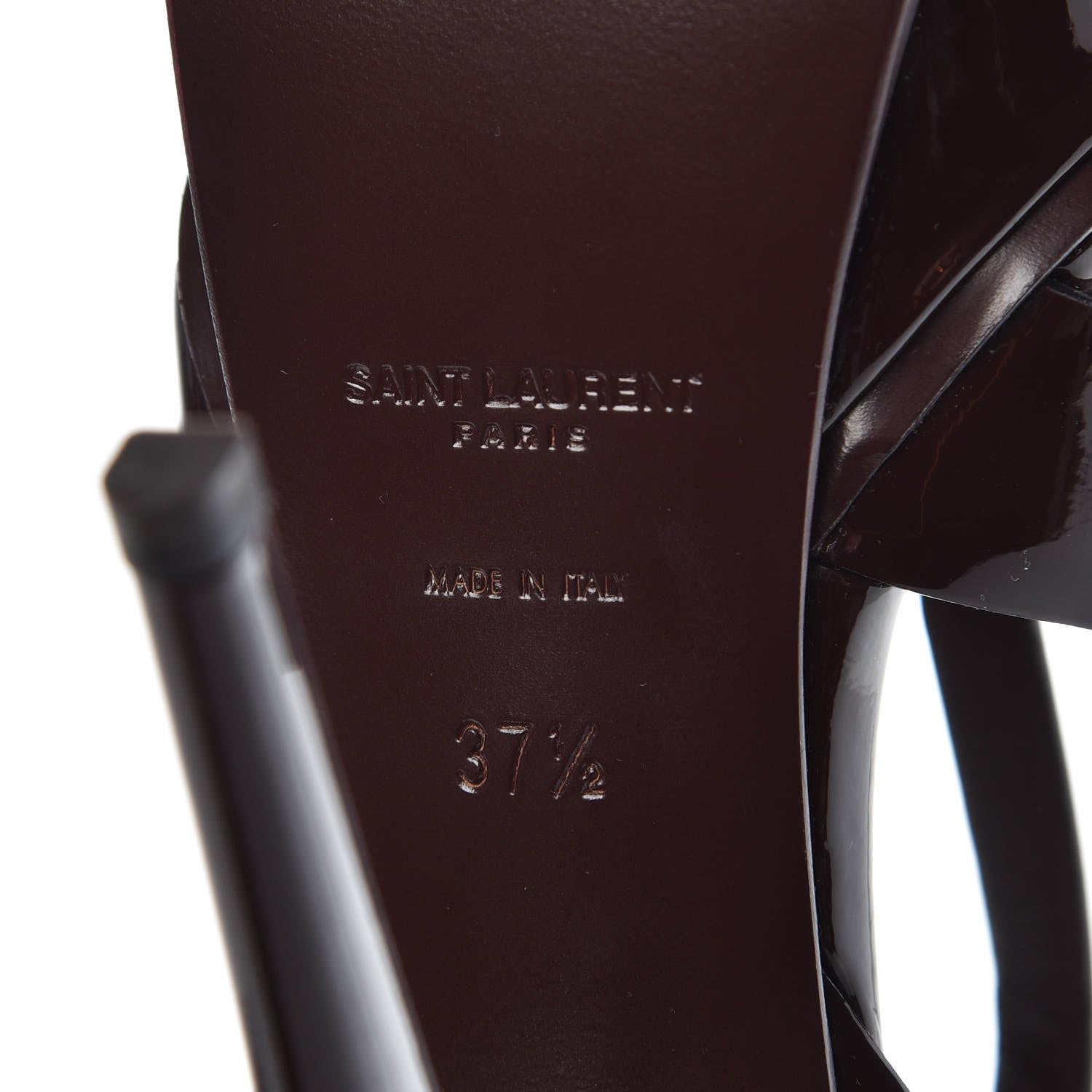 Saint Laurent Vitello Vernice Tribute 105 Platform Sandals 37.5 Amaranto 7 of 9