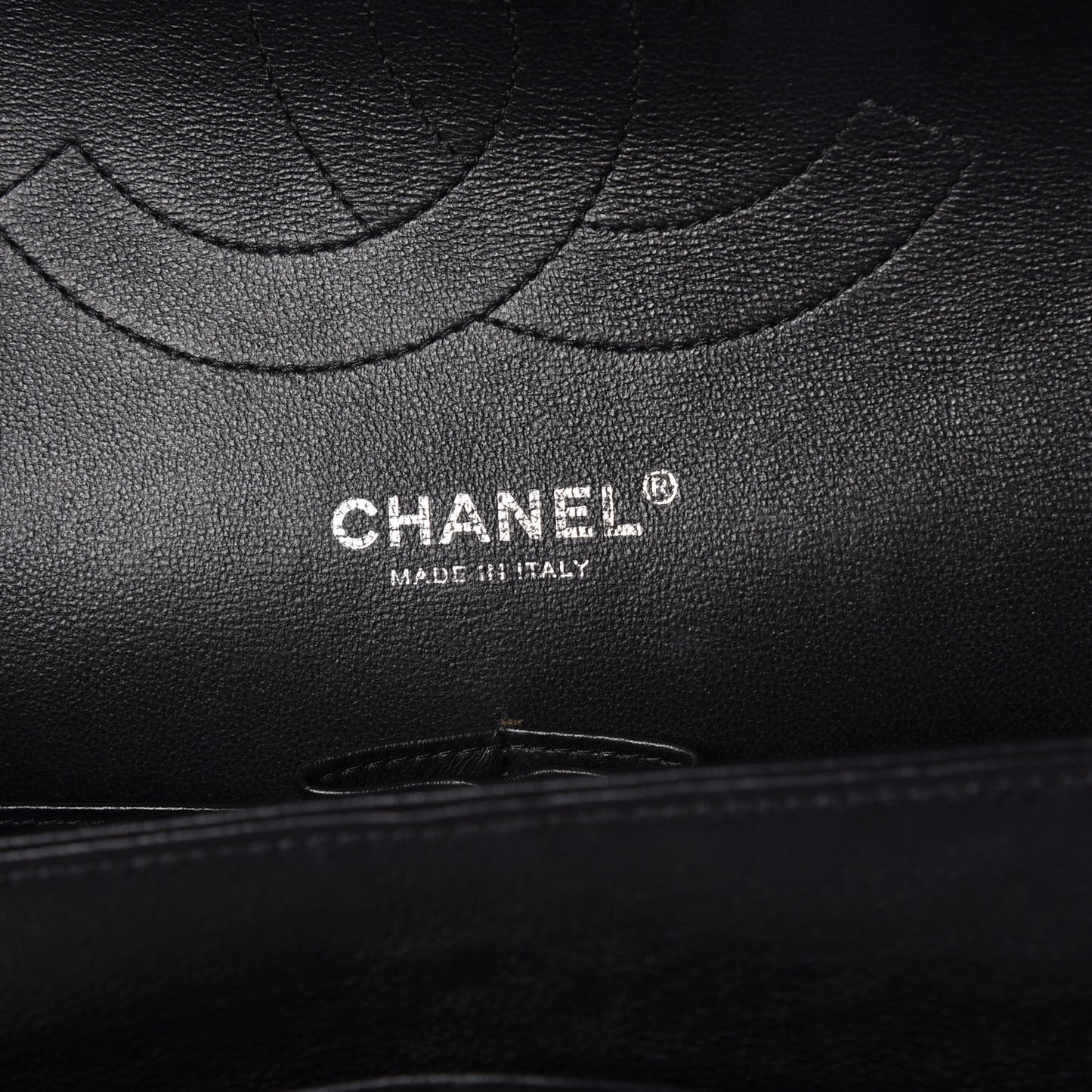 Crumpled Calfskin Quilted Jumbo Double Flap So Black