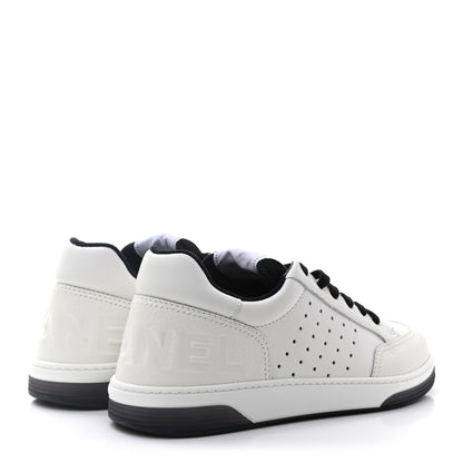 Chanel Grained Calfskin Fabric Womens Logo Sneakers 41 White Black 4 of 8