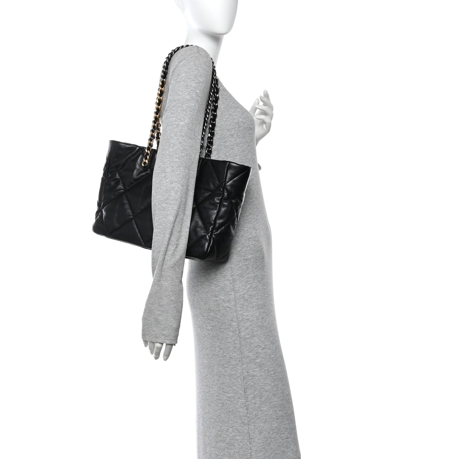 Chanel Lambskin Quilted Chanel 19 East West Shopping Bag Black 2 of 11