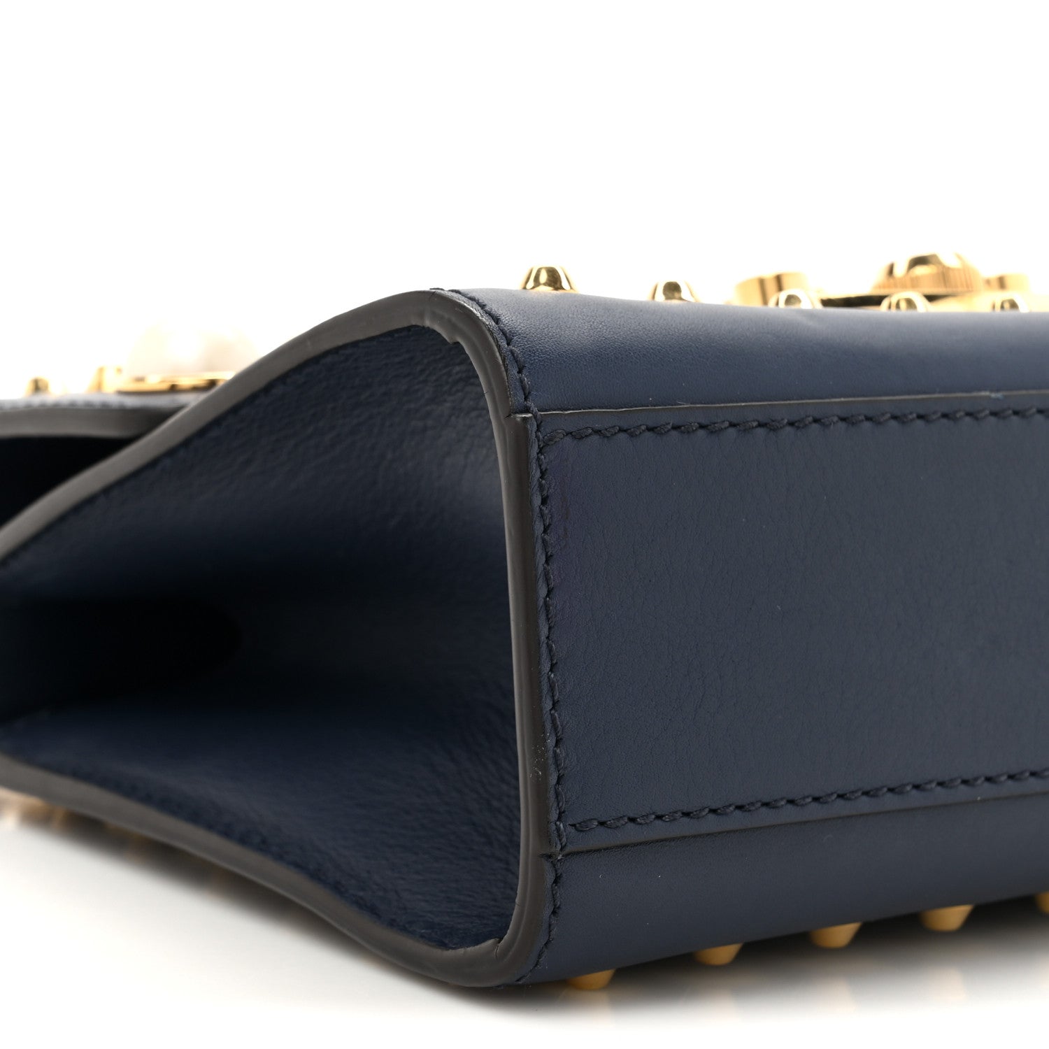 Gucci Calfskin Studded Small Padlock Shoulder Bag Blue Agata 10 of 10