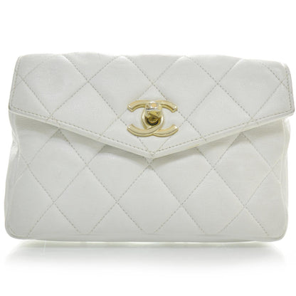 Chanel Lambskin Flap Waist Belt Bag White 75 30 1 of 11