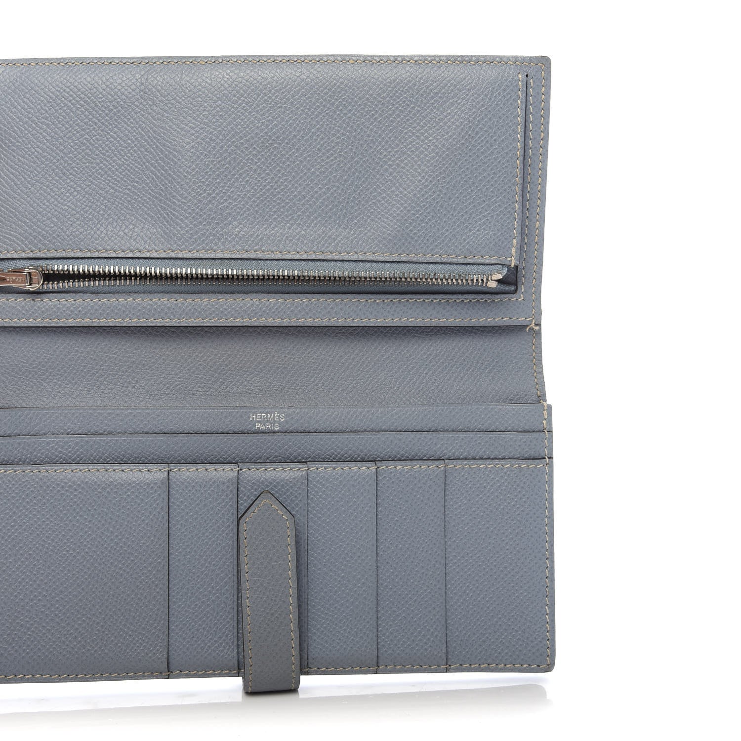 Hermes Epsom Bi-Color Bearn Gusset Wallet Lime Bleu Lin 5 of 8