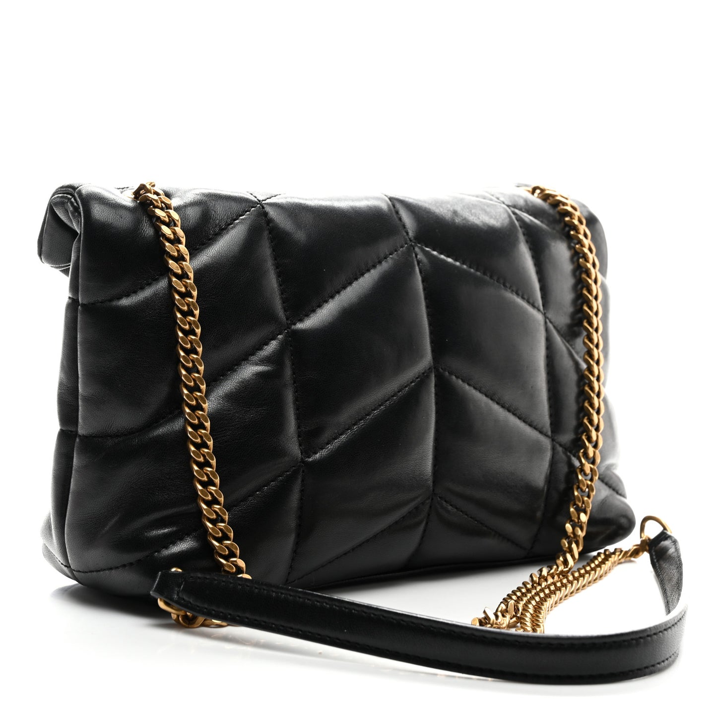 Lambskin Quilted Toy Loulou Puffer Monogram Chain Satchel Black