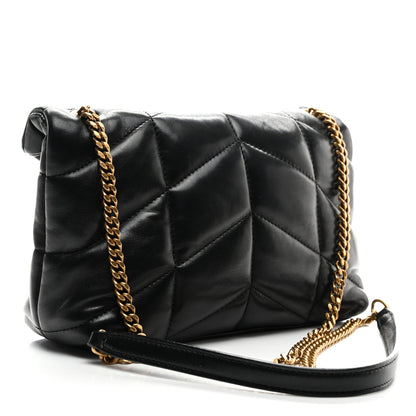 Saint Laurent Lambskin Quilted Toy Loulou Puffer Monogram Chain Satchel Black 3 of 10