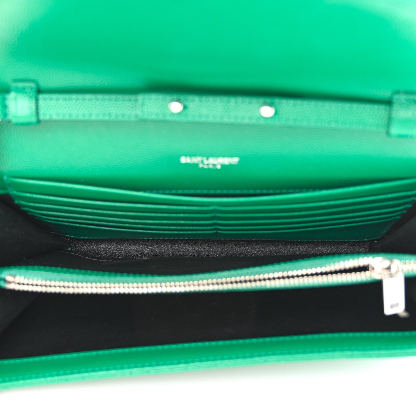 Grain De Poudre Mixed Matelasse Triquilt Monogram Chain Wallet Green Field