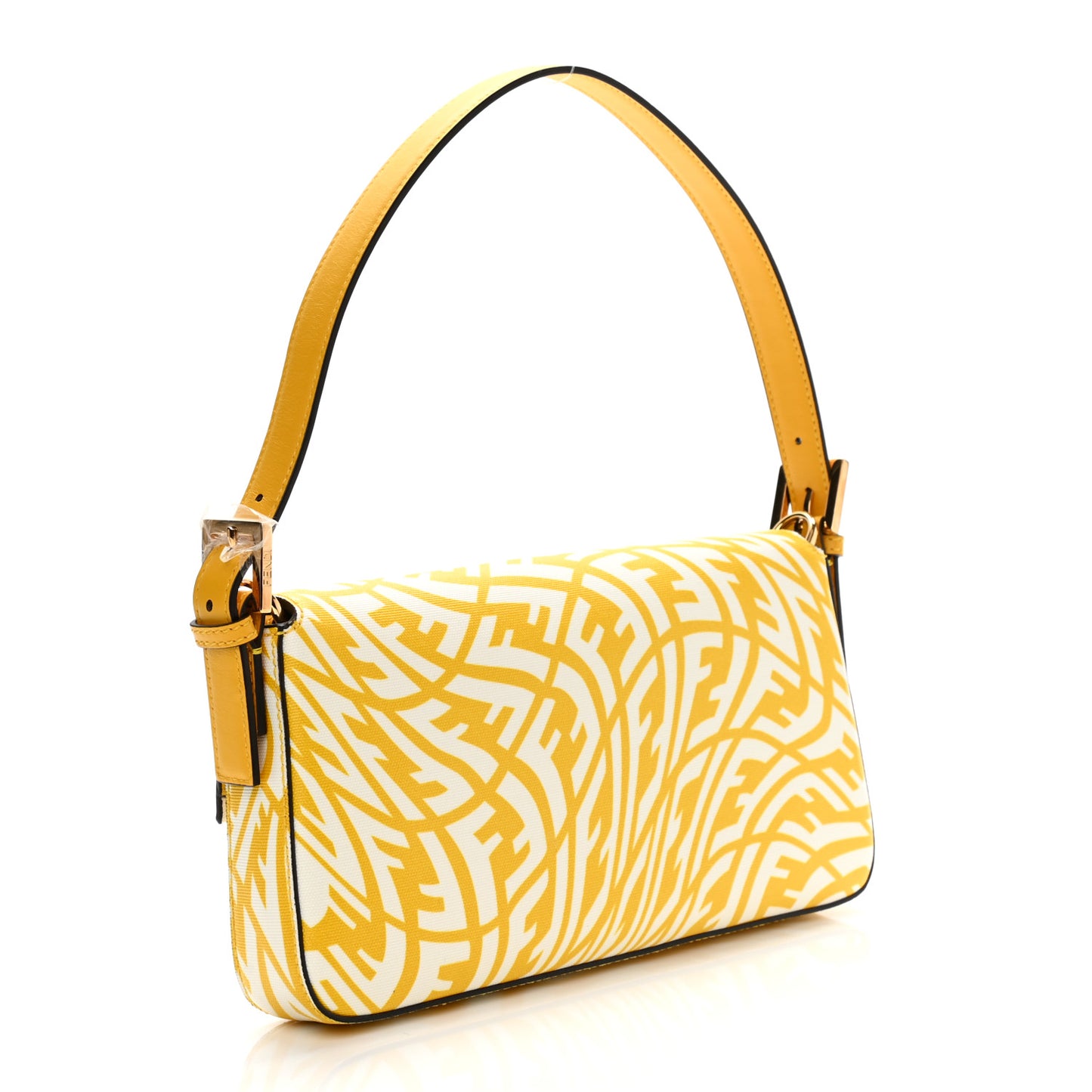 X SARAH COLEMAN Glazed Canvas Vitello King FF Vertigo Baguette 1997 Mimosa White