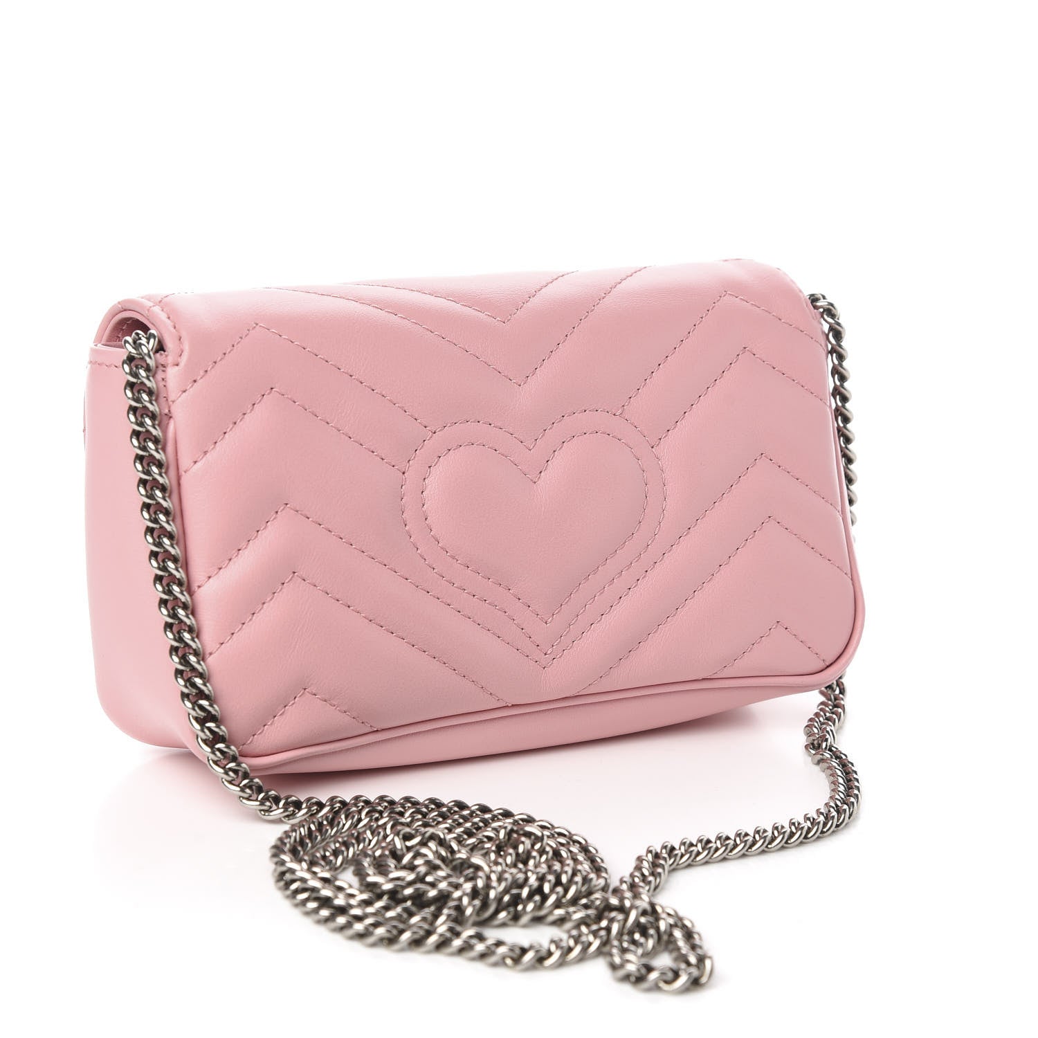 Gucci Calfskin Matelasse Super Mini GG Marmont Shoulder Bag Wild Rose 3 of 11