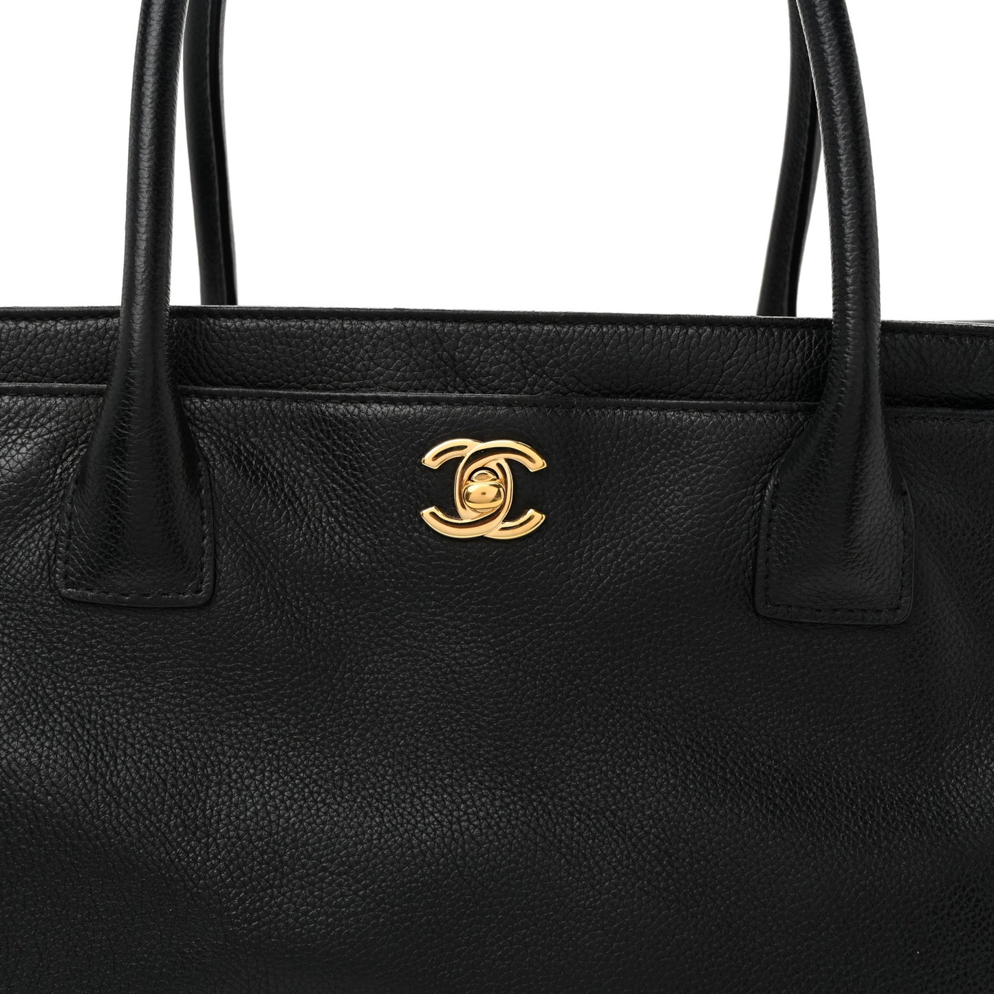 Calfskin Cerf Executive Shopper Tote Black