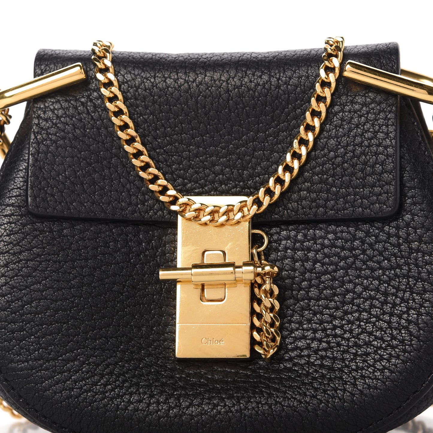Grained Lambskin Nano Drew Shoulder Bag Black