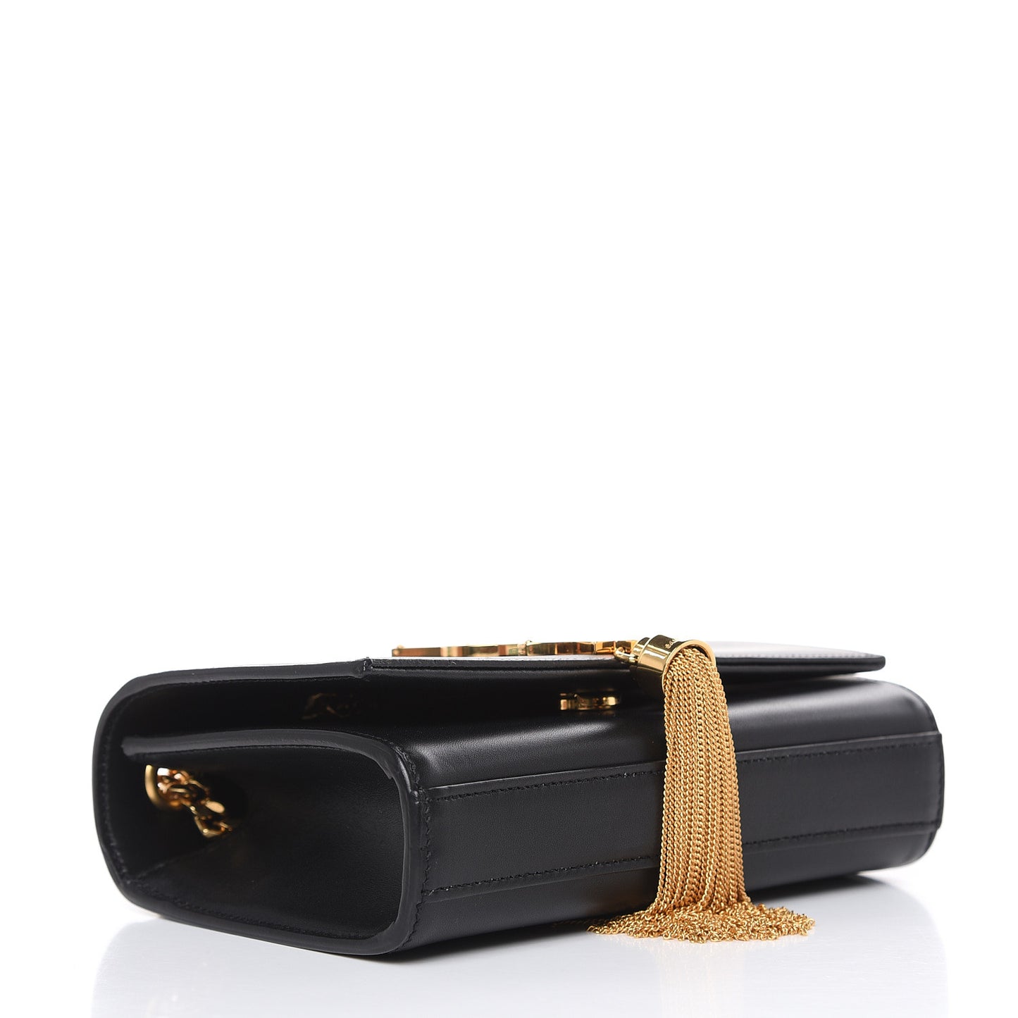 Calfskin Small Classic Monogram Kate Tassel Satchel Black