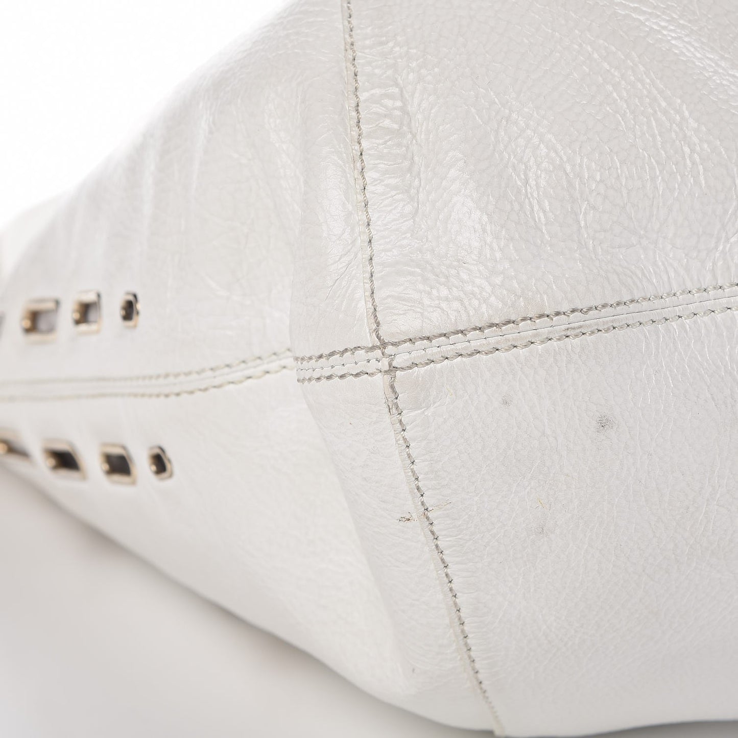 Calfskin Grommet Khan Hobo White