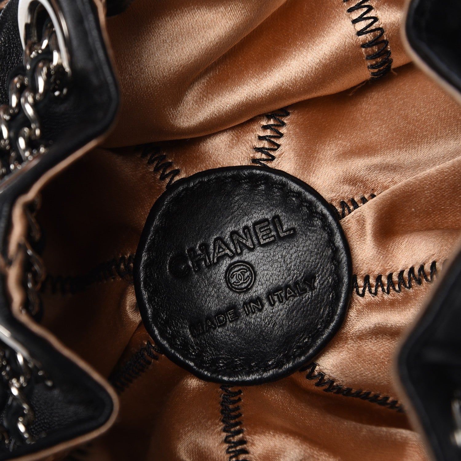 Chanel Lambskin Satin Reversible Mini Sac Cordon Black Peach 7 of 8