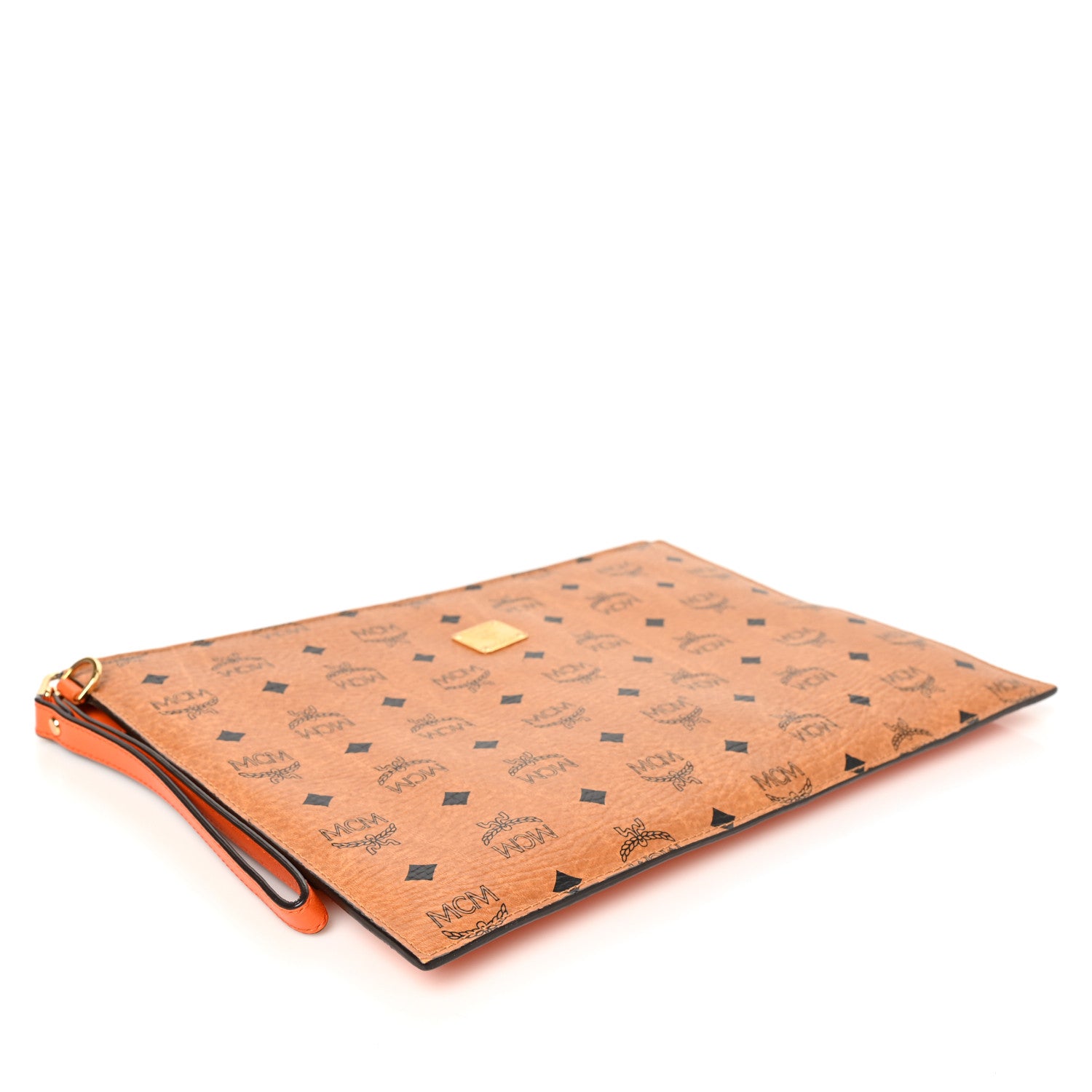 MCM Visetos Calfskin Zip Pouch Cognac Orange 4 of 10