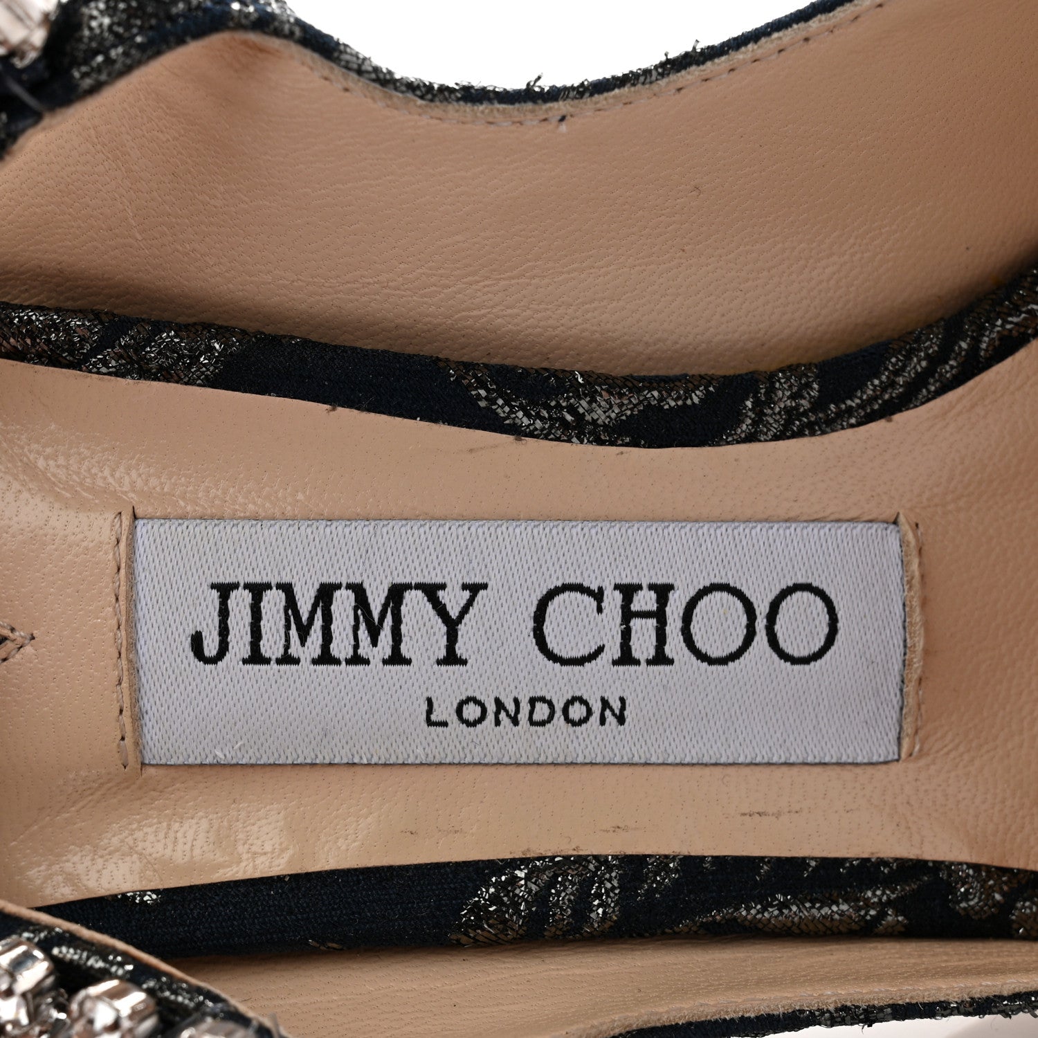 Jimmy Choo Brocade Fabric Crystal Bing 100 Pumps 36 Navy Anthracite 6 of 8