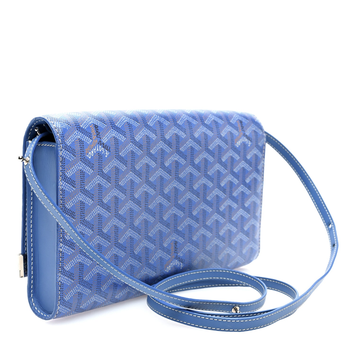 Goyard Goyardine Monte Carlo Bois Clutch With Strap Sky Blue 3 of 9