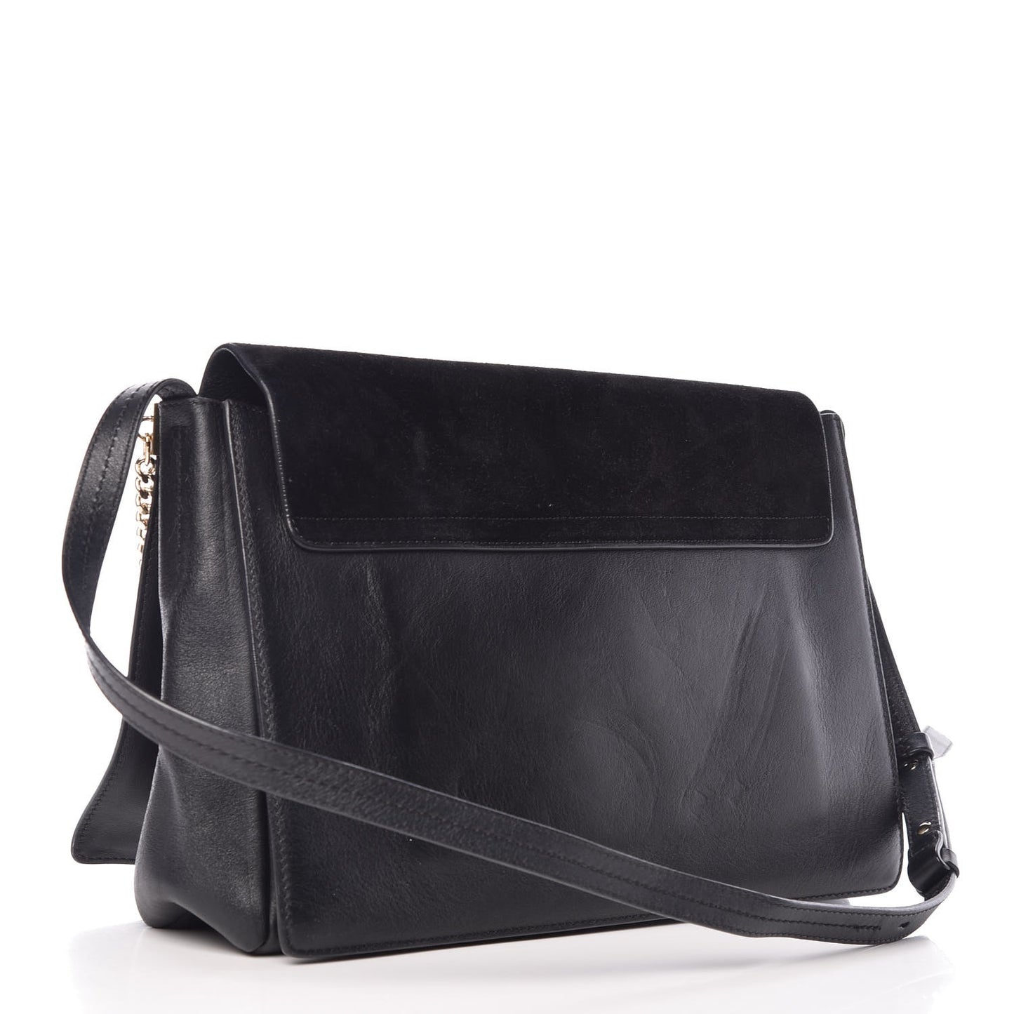 Suede Calfskin Medium Faye Shoulder Bag Black