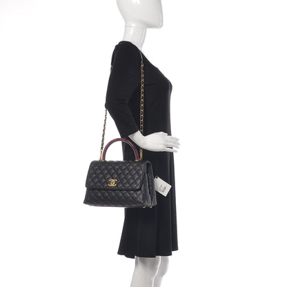 Chanel Caviar Elaphe Quilted Small Coco Handle Flap Black 2 of 10