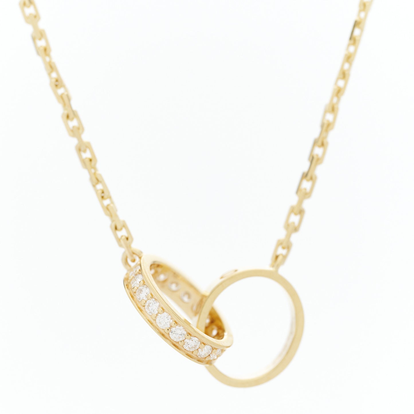 18K Yellow Gold Diamond Interlocking LOVE Necklace