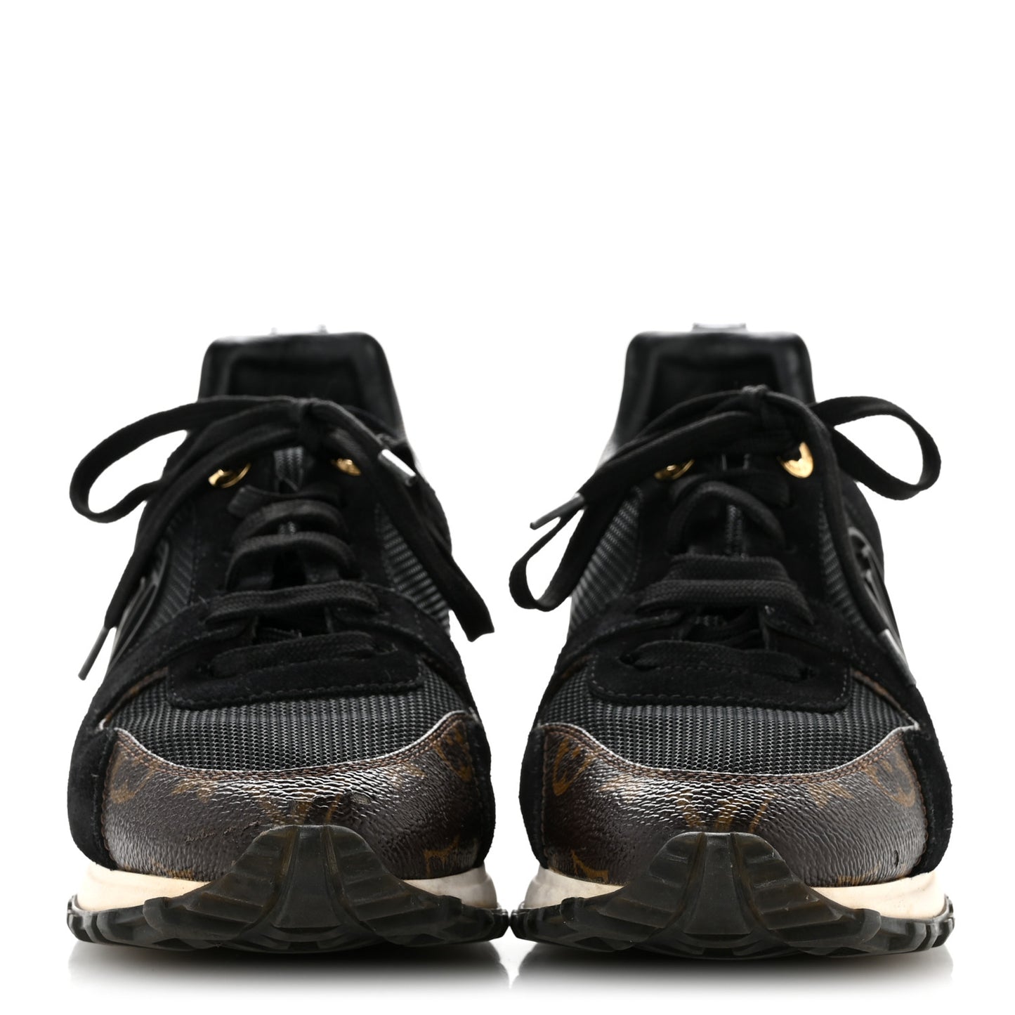 Suede Monogram Run Away Sneakers 37 Black